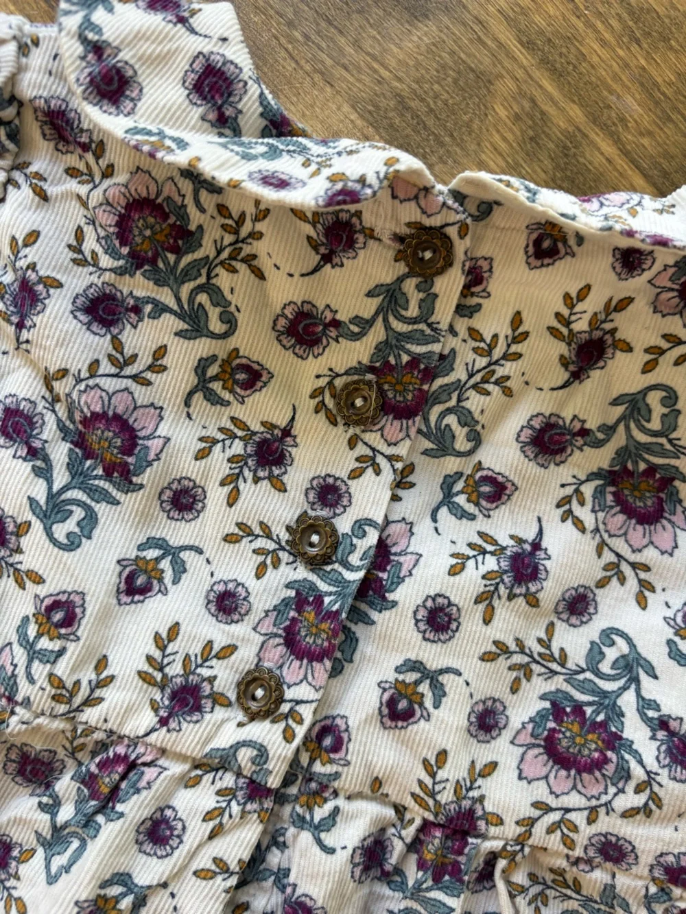 Joie Kids Floral Smocked Micro Corduroy Dress